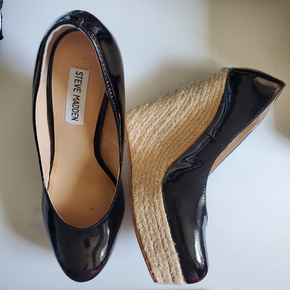 Steve Madden marryy patent wedge espadrille shoes